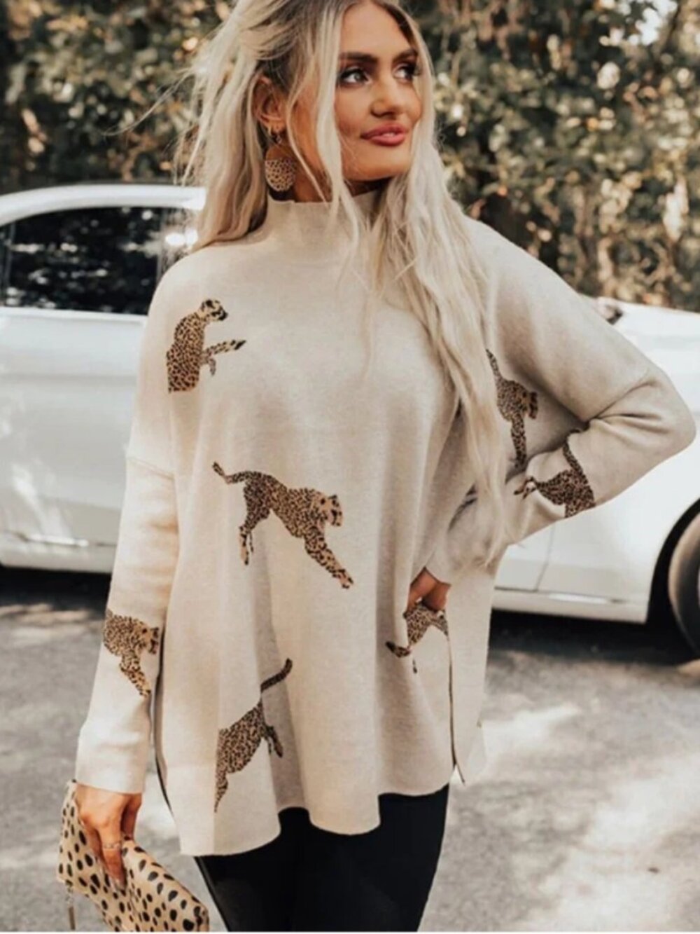 Entro Beige Cheetah Small Sweater
